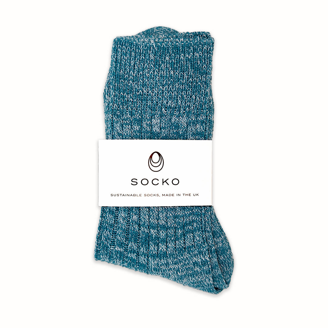 The Carlyle 100% Recycled Teal Fleck Socks