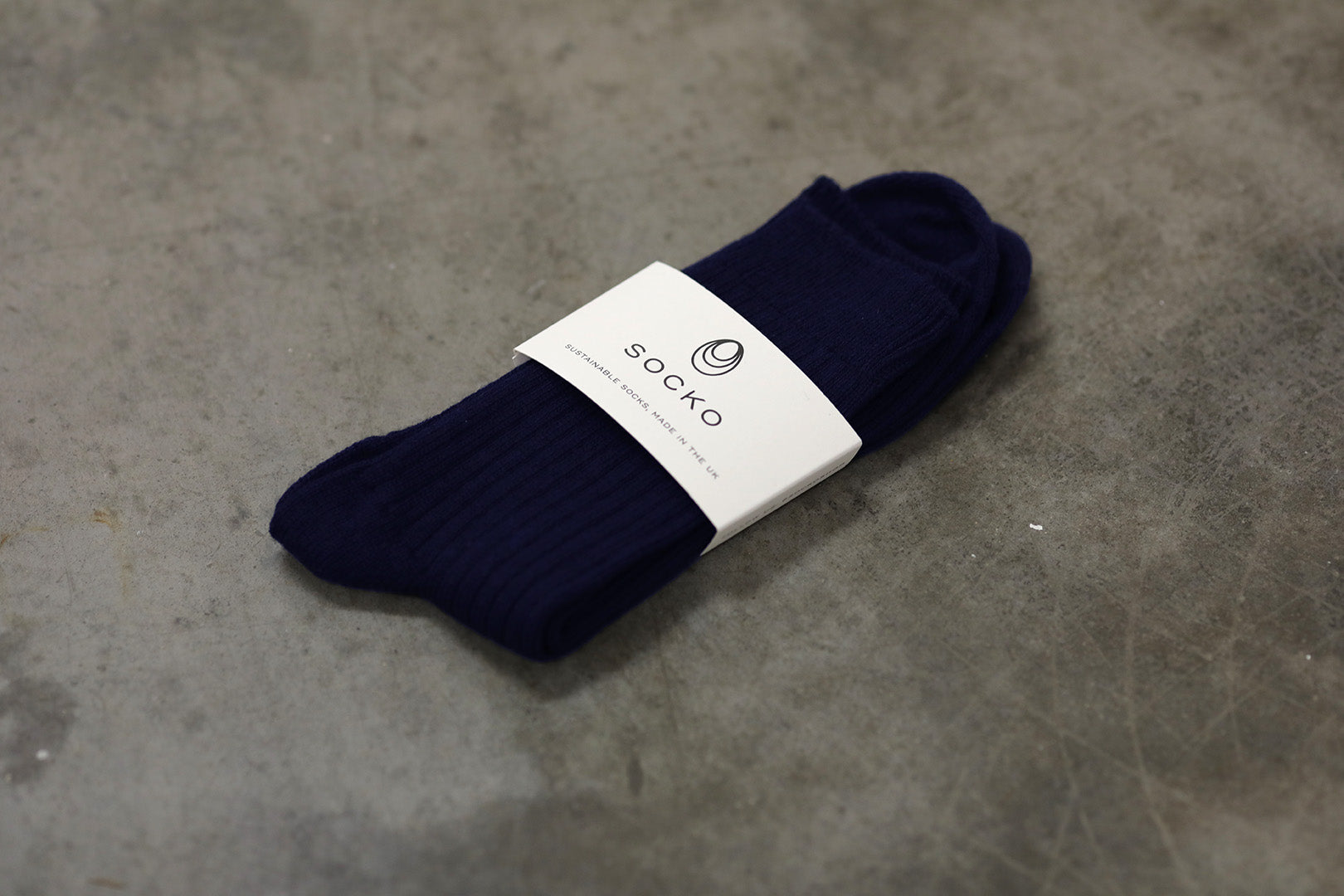 Packaged men's navy blue merino cashwool socks