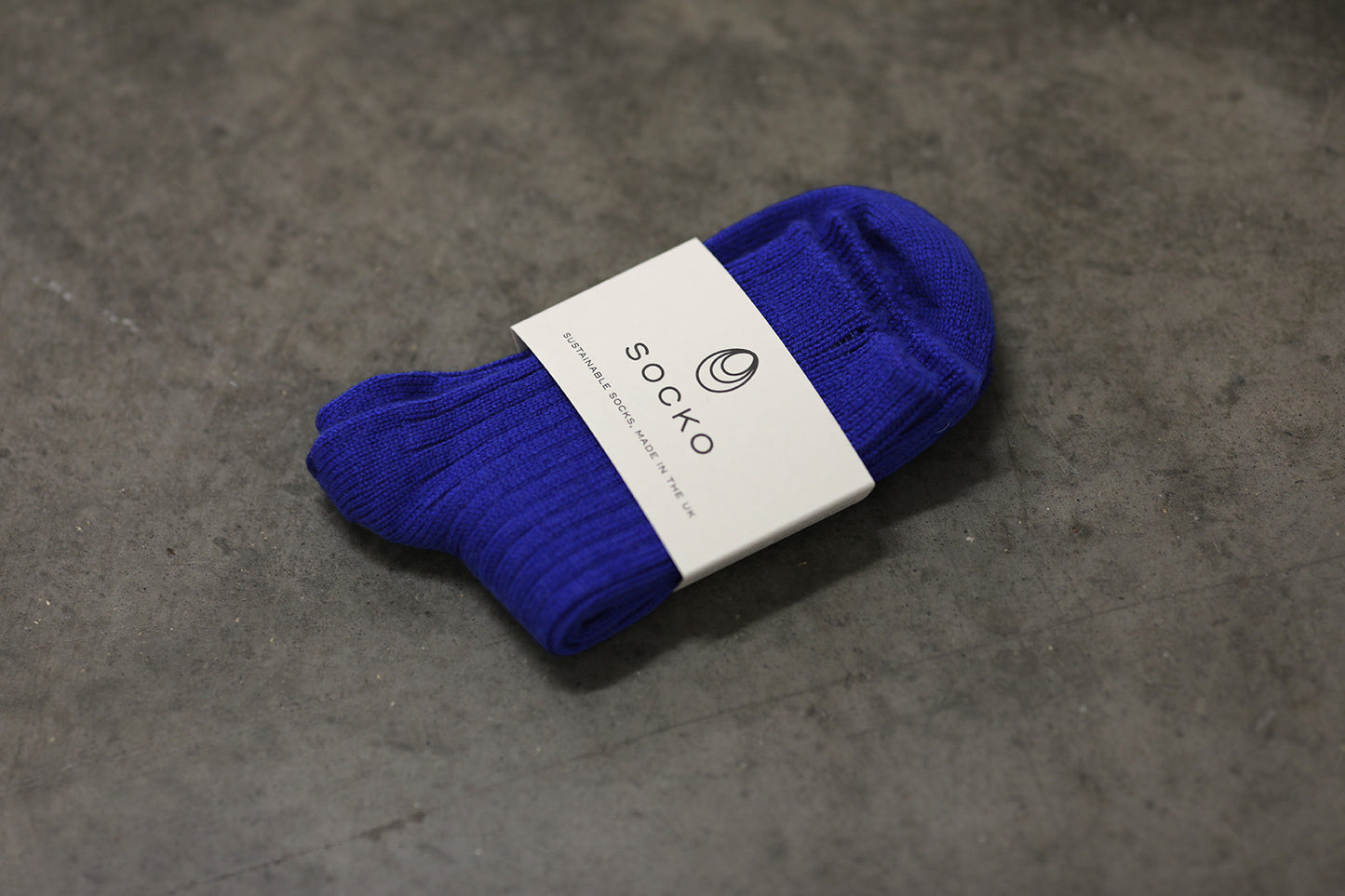Packaged women's royal blue merino cashwool socks