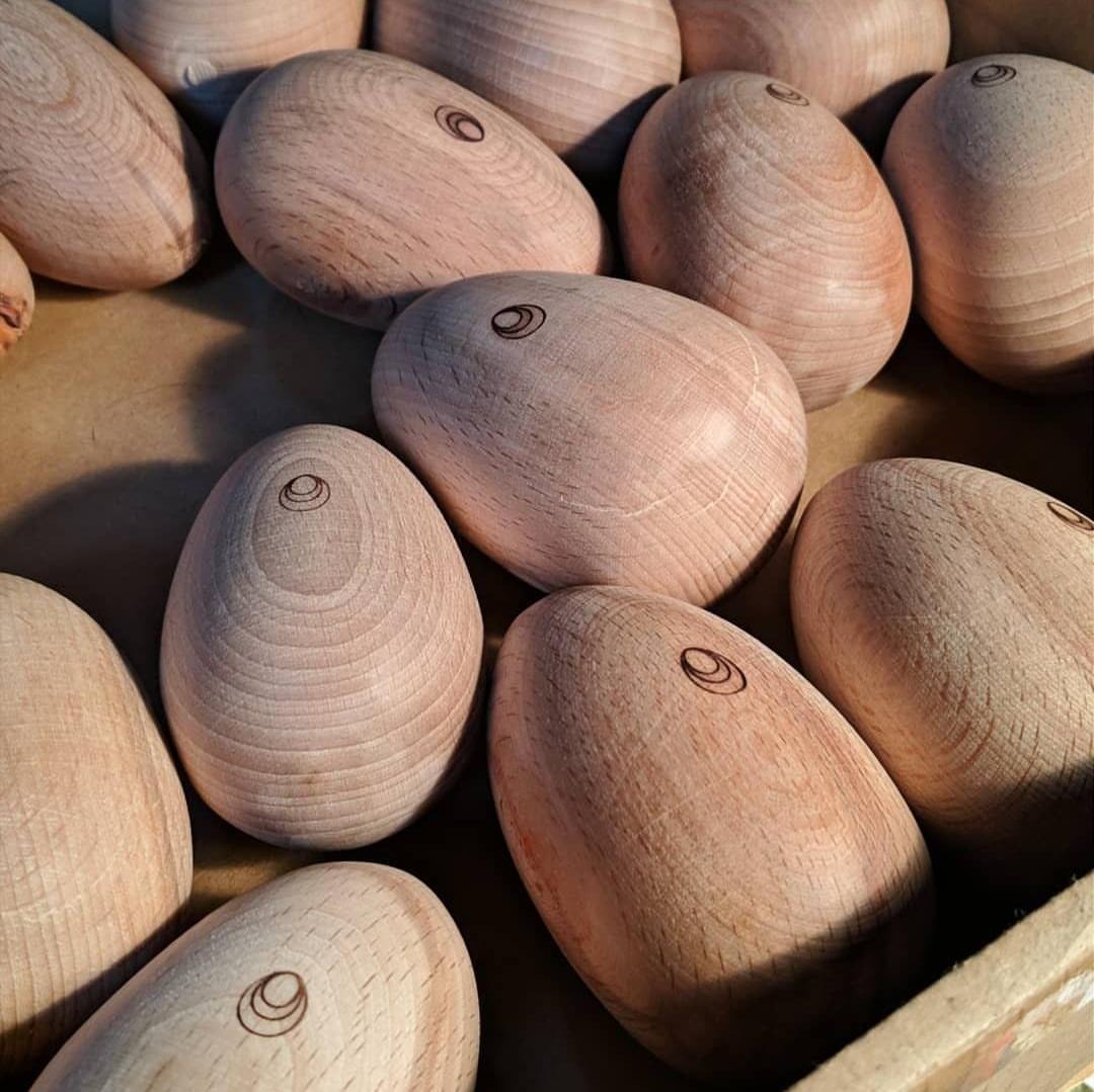 Solid wood hand-turned darning eggs